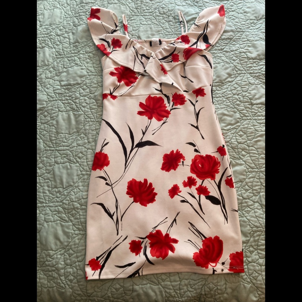 White floral dress.